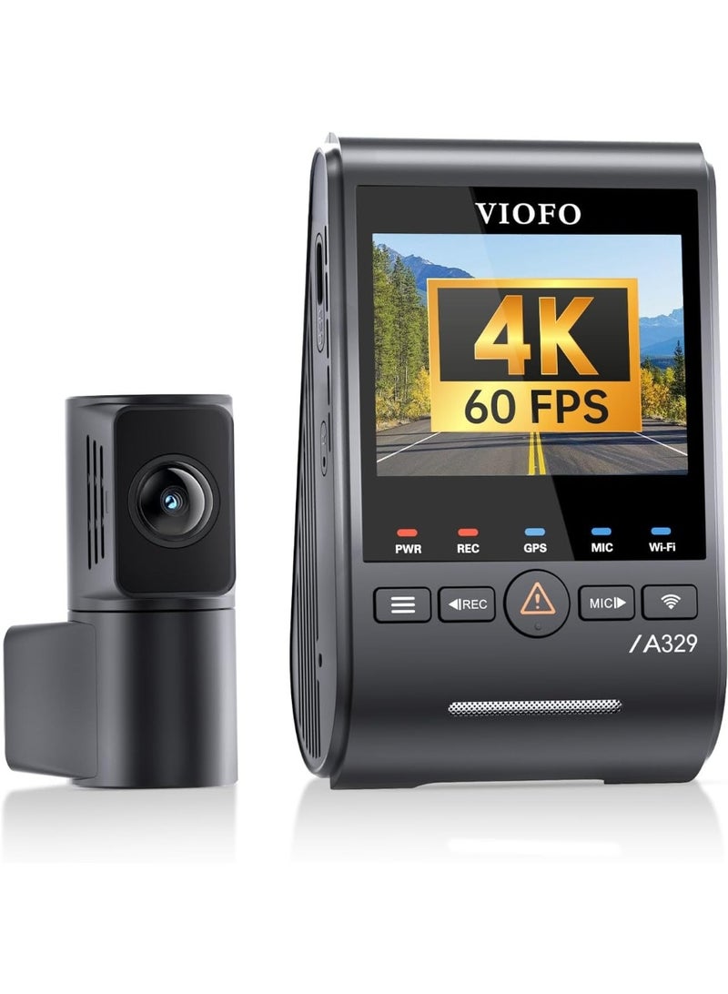 Viofo A329S 2CH 4K Dash Camera for Car with GPS – Front & Rear Car Dash Cam, Sony Sensor, Wi-Fi 6, 24/7 Parking Mode, Car Dash Camera / Dashcam - Image 1